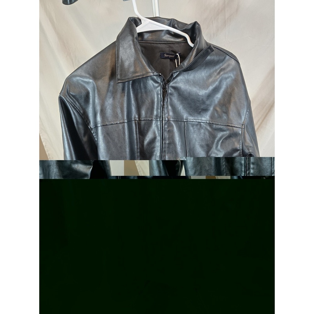 NWT black Sampeel faux leather motorcycle jacket Womens Size XS Oversized